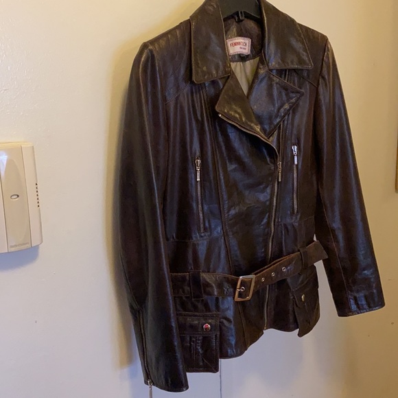 Leather Moto Jacket by FEMININ TOUCH. - Picture 3 of 13